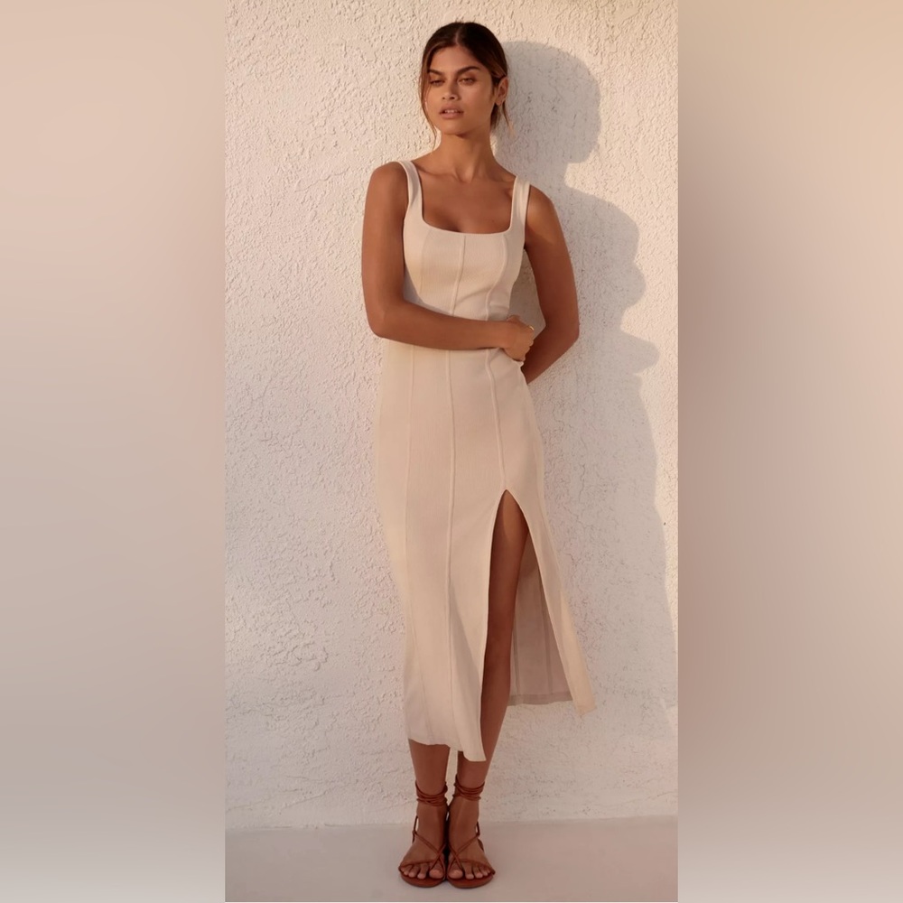 Anthropologie Vivienne Dress Small Beige NWT